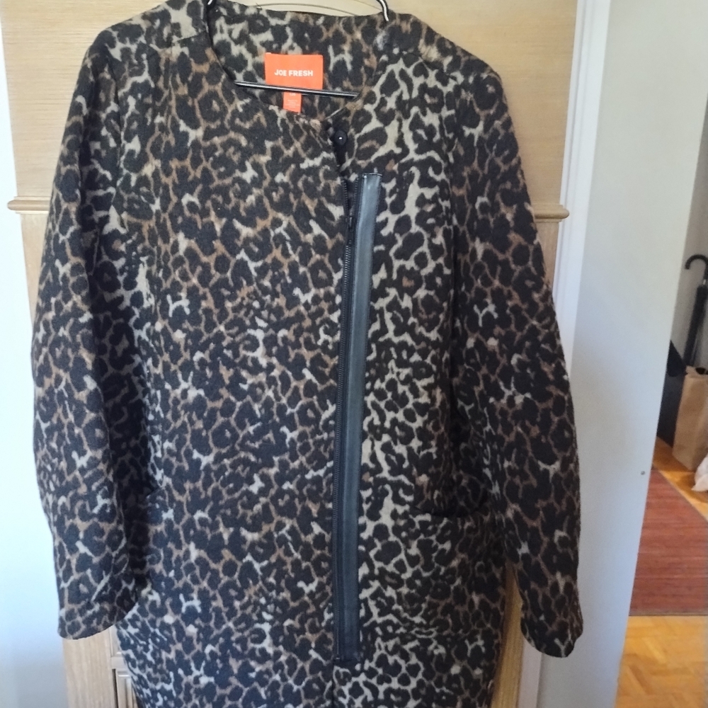 Joe Fresh Women's Animal Print Teddy Jacket.Worn a few Times.